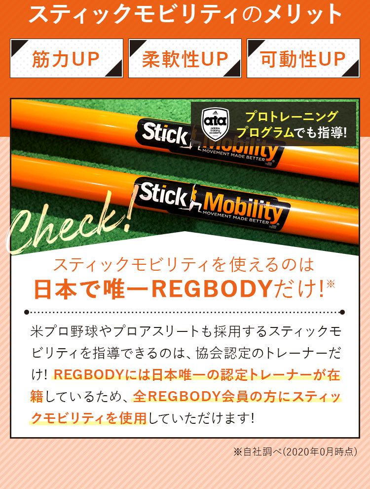 スティックモビリティを使えるのは日本で唯一REGBODYだけ！※